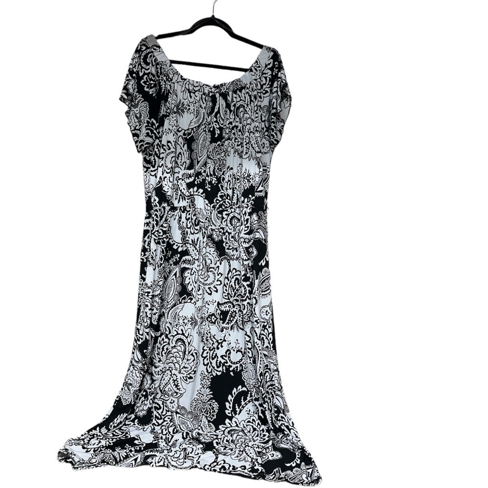 Susan Lawrence Woman Long Summer off the shoulder dress Black/White Sz2X